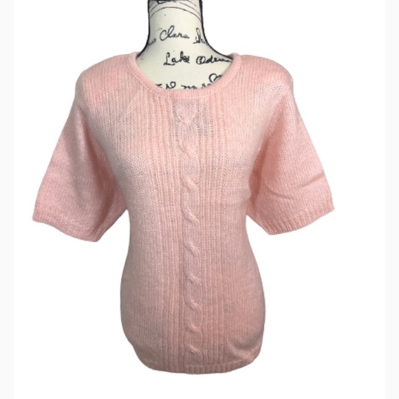 Vintage Vickie Lawrence Pink Crew Neck Cap Sleeve Sweater - Picture 1 of 10
